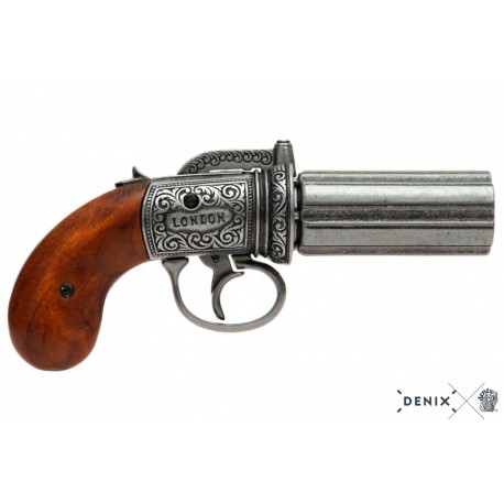 Denix 1071 6 barrels Pepper-box revolver, England 1840 Denix 1071 6 barrels Pepper-box revolver, England 1840