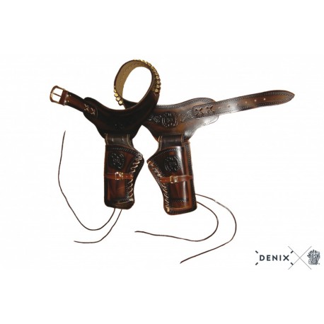 Denix 704 Leather cartridge belt for two revolvers Denix 704 Leather cartridge belt for two revolvers
