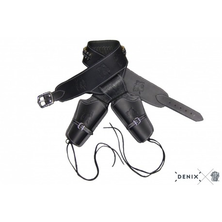 Denix 708 Leather cartridge belt for two revolvers Denix 708 Leather cartridge belt for two revolvers